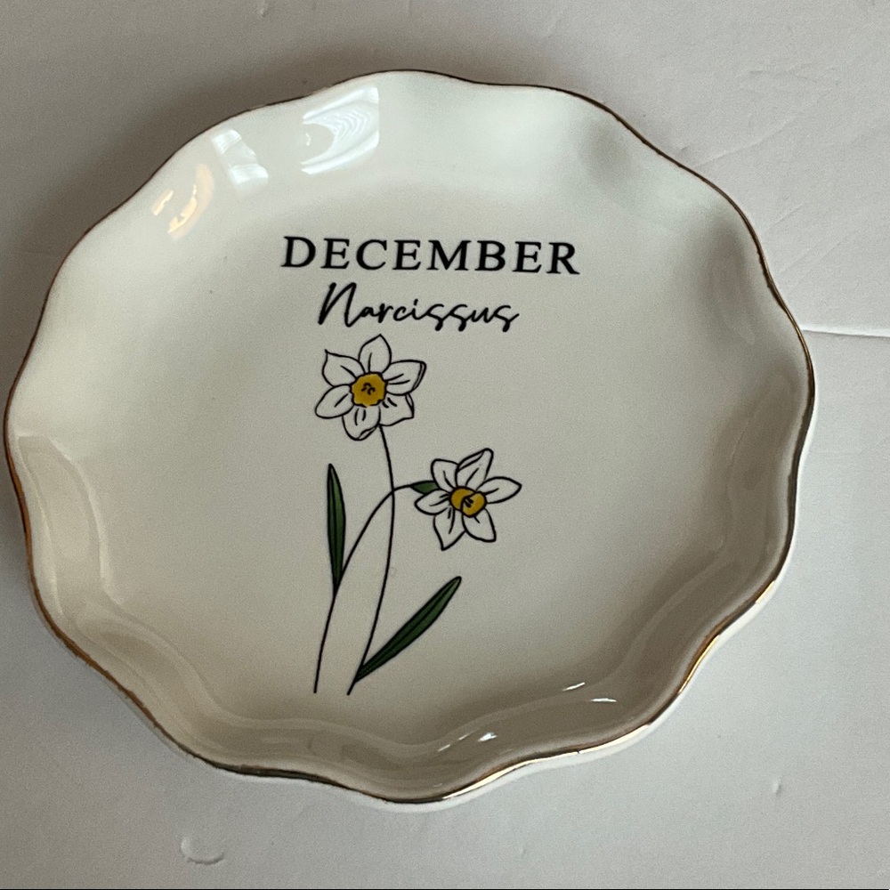 Floral Trinket Tray with Gold Trim